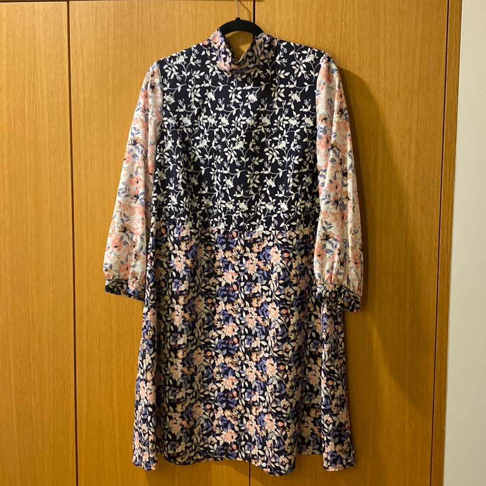 1901 Floral Colorblock Dress